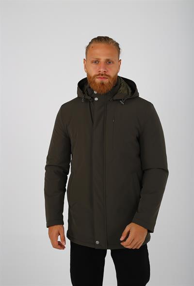 Brango Haki Mont - Kapşonlu, Slimfit, Kışlık