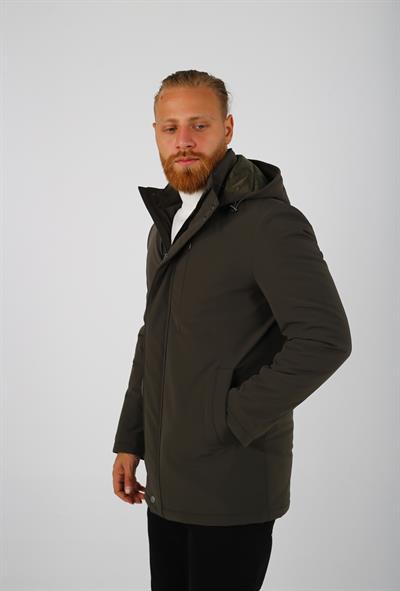 Brango Haki Mont - Kapşonlu, Slimfit, Kışlık