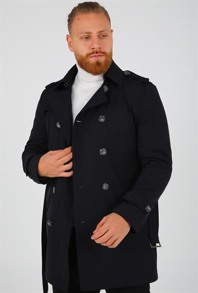 Brango Lacivert Slimfit Bahar Trençkot