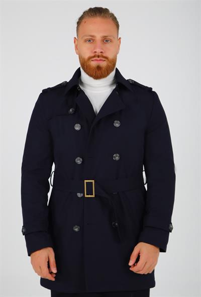 Brango Lacivert Slimfit Bahar Trençkot