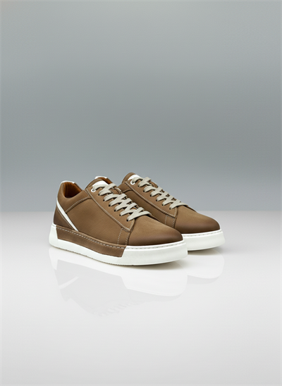 Erkek BEJ Sneaker Deri Ayakkabı
