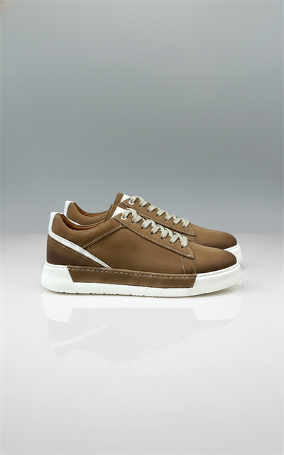 Erkek BEJ Sneaker Deri Ayakkabı