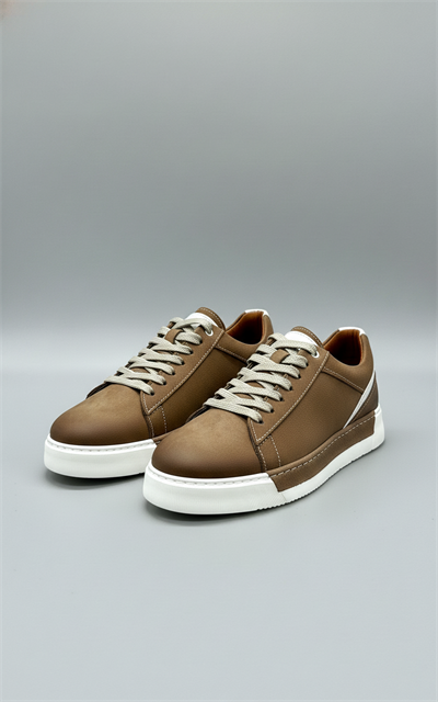 Erkek BEJ Sneaker Deri Ayakkabı