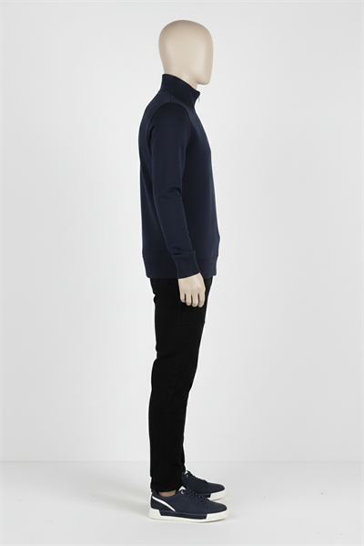Erkek Dik Yaka Fermuarlı Slim Fit Sweatshirt LACİVERT