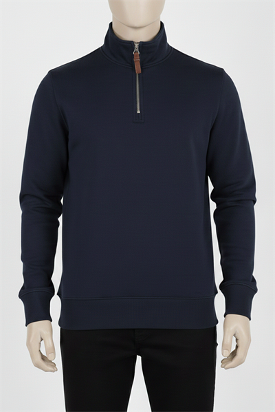 Erkek Dik Yaka Fermuarlı Slim Fit Sweatshirt LACİVERT