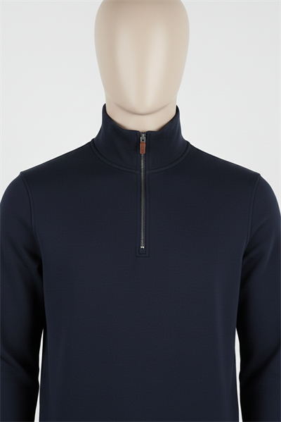 Erkek Dik Yaka Fermuarlı Slim Fit Sweatshirt LACİVERT