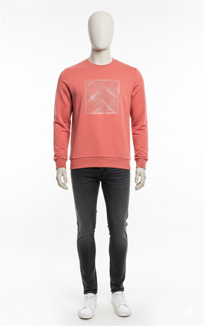 Erkek Regular Fit 3 İplik Enjeksiyon Baskı Bisiklet Yaka Sweatshirt