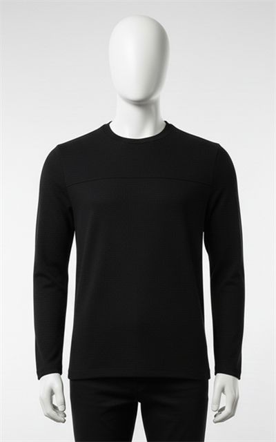 Erkek Standart Fit Rahat Kesim Waffle Dokulu Bisiklet Yaka Pamuklu Sweatshirt