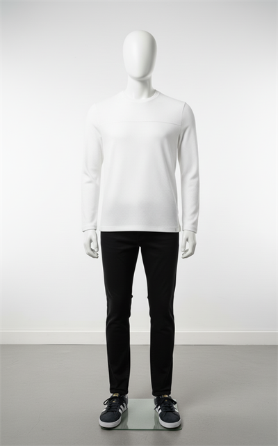 Erkek Standart Fit Rahat Kesim Waffle Dokulu Bisiklet Yaka Pamuklu Sweatshirt