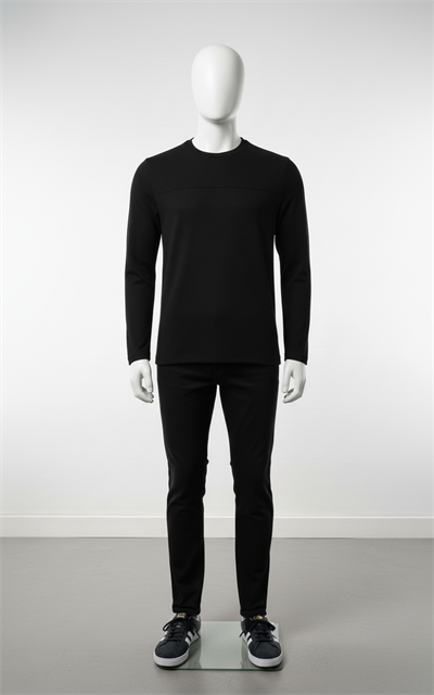 Erkek Standart Fit Rahat Kesim Waffle Dokulu Bisiklet Yaka Pamuklu Sweatshirt