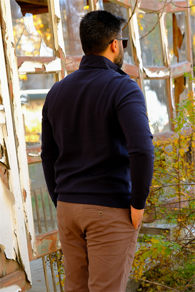 Erkek Yarım Fermuarlı Sweatshirt Lacivert