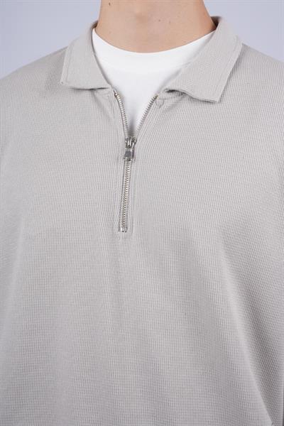 JS Polo Yaka Fermuarlı J Waffle Sweat