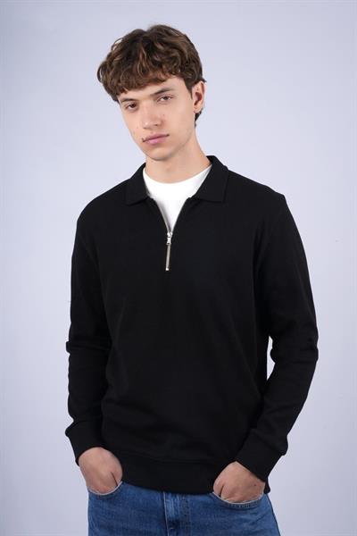 JS Polo Yaka Fermuarlı J Waffle Sweat