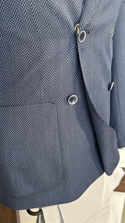 Lacivert Kruvaze Slim Fit Erkek Ceket (Astarsız)