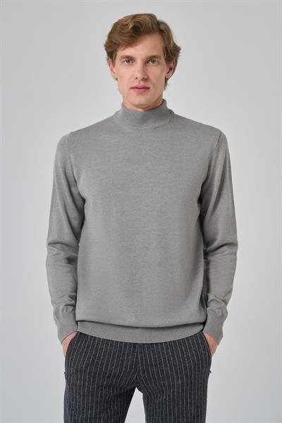 Morven Erkek Koyu Gri Basic Yarım Balıkçı Yaka Dynamic Fit Rahat Kesim Triko