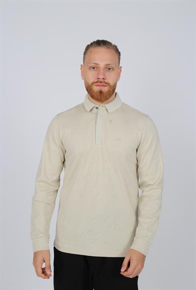 POLO YAKA UZUN KOL T-SHİRT SWEATSHIRT BEJ