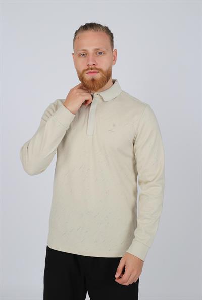 POLO YAKA UZUN KOL T-SHİRT SWEATSHIRT BEJ