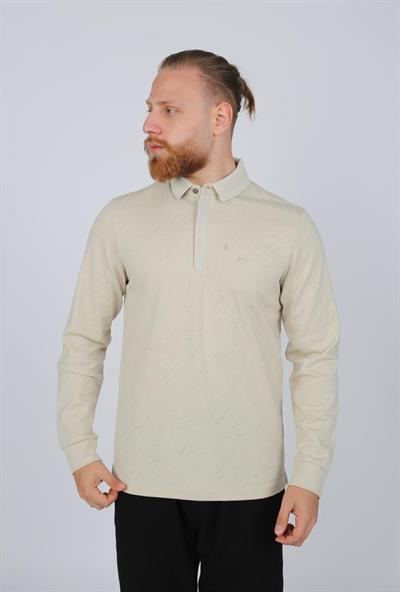 POLO YAKA UZUN KOL T-SHİRT SWEATSHIRT BEJ
