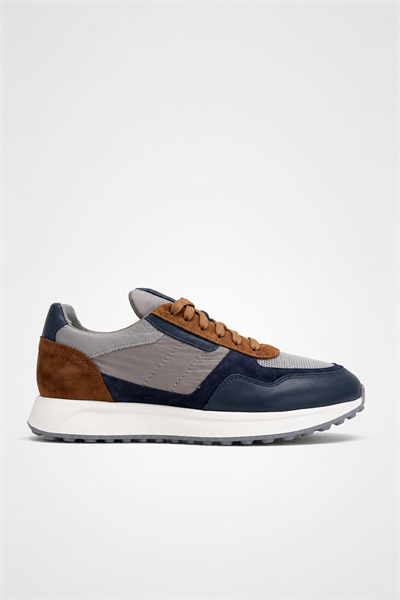 Süet Detaylı Hakiki Deri Erkek Sneaker -  EVA Taban - LACİVERT