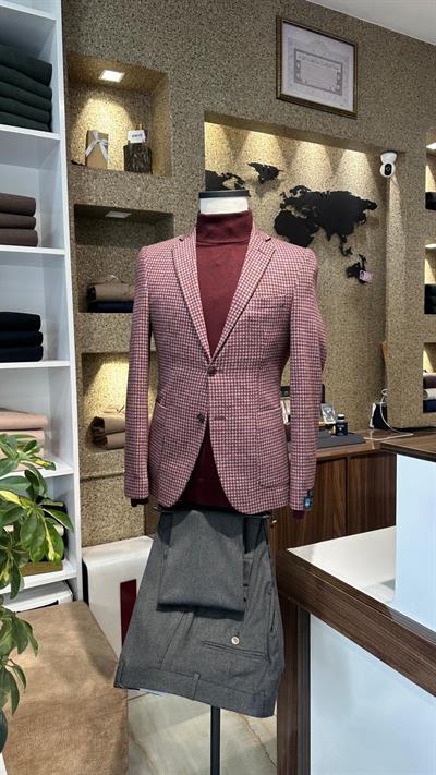 TORBA CEP KAZAYAĞI DESEN SELIM FIT BORDO CEKET