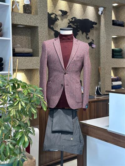 TORBA CEP KAZAYAĞI DESEN SELIM FIT BORDO CEKET