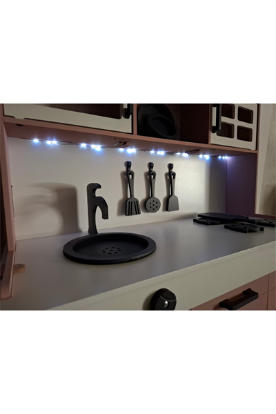Elizya Renkli Oyuncak Mutfak 12 parça Servis Setli ve Led Hediyeli
