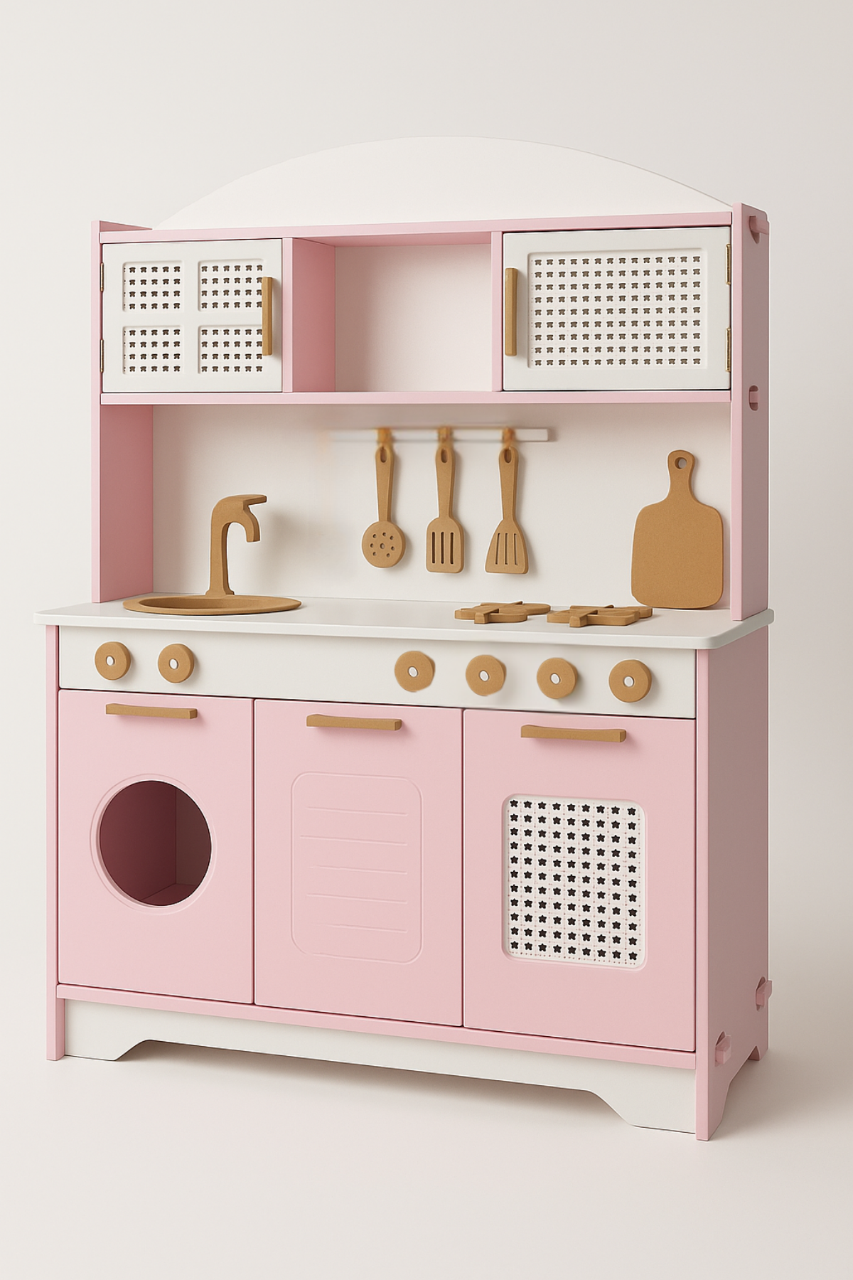 ライフウェーブパッチ　Peach.k111出品 Küçük Şef Pembe Ahşap Oyuncak Mutfak 12 Parça Servis Setli Ve Led