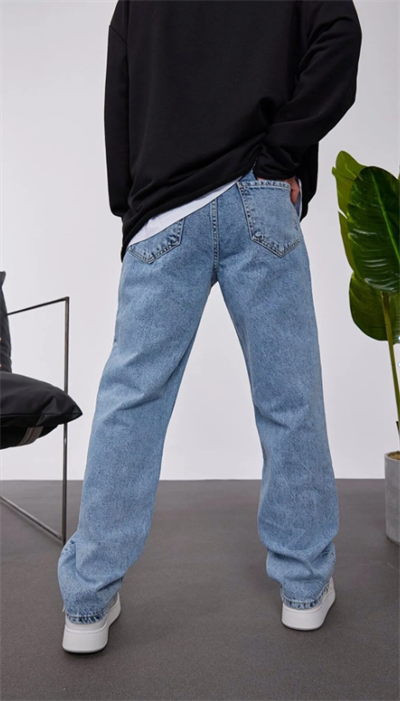 Erkek Taşlama Detaylı Baggy Jean