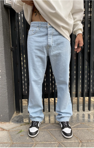 Açık Buz Mavi Baggy Pantolon