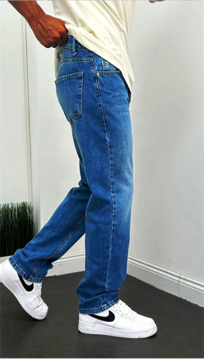 Baggy Rahat Kalıp Lacivert Taşlamalı Kot Pantolon