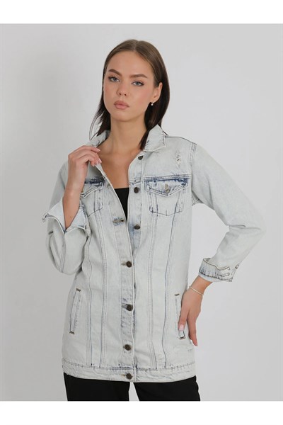 Buz Mavi Kot Ceket Jeans