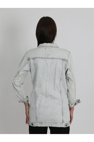 Buz Mavi Kot Ceket Jeans