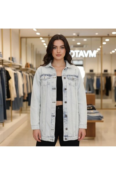Buz Mavi Kot Ceket Jeans