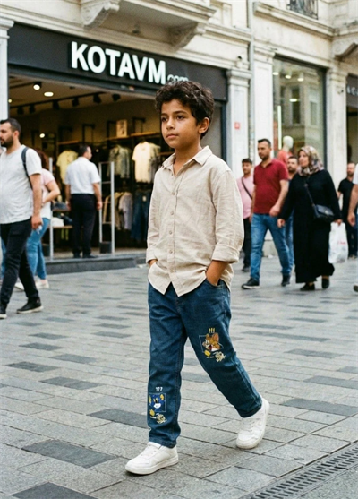 Çocuk Tom & Jerry Baskılı Mavi  Pantolon 