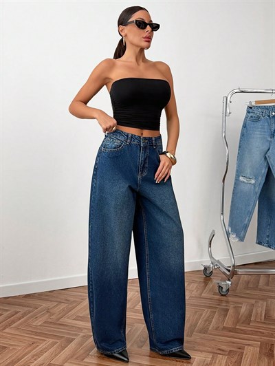 Kadın Baggy Jeans Lacivert