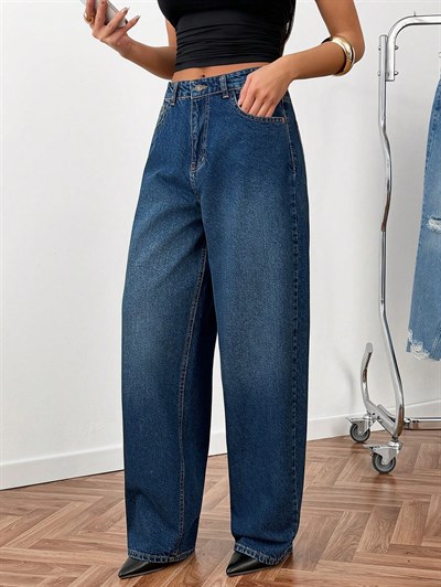 Kadın Baggy Jeans Lacivert