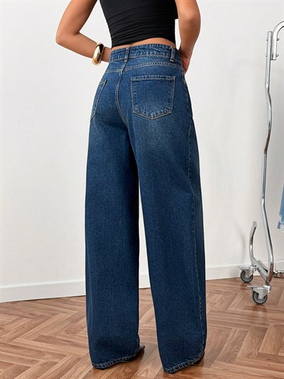 Kadın Baggy Jeans Lacivert