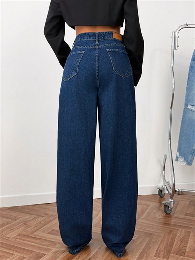 Kadın Baggy Jeans Lacivert Tintli