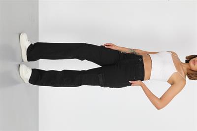 Kargo Cep Siyah Palazzo Yüksek Bel Jeans 