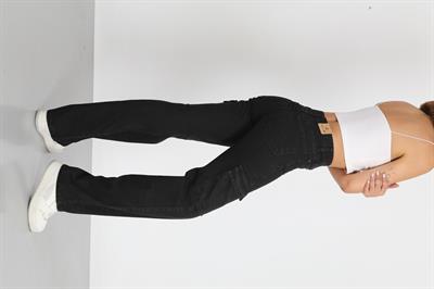 Kargo Cep Siyah Palazzo Yüksek Bel Jeans 