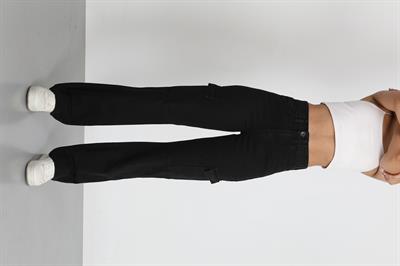 Kargo Cep Siyah Palazzo Yüksek Bel Jeans 
