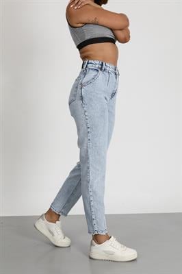 Mom Buz Mavi Yüksek Bel Jeans Pantolon