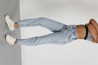 Mom Buz Mavi Yüksek Bel Jeans Pantolon