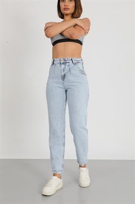 Mom Buz Mavi Yüksek Bel Jeans Pantolon