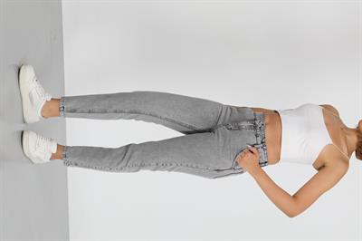 Mom Gri Yüksek Bel Jeans