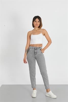 Mom Gri Yüksek Bel Jeans