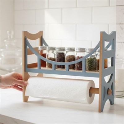 Baharatlık Ve Havluluk Çok Amaçlı Organizer Ham MDF Dekoratif Boyanabilir Obje L 301