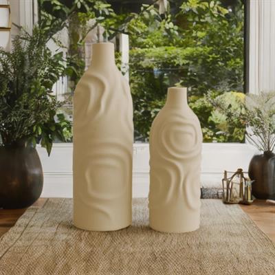 Bohem Vazo Krem Tasarım Seramik Obje, Ev , Ofis Dekor Obje Biblo 
