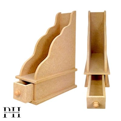 Çekmeceli Dosyalık Kitap Kutu Ham Ahşap Boyanabilir Dekoratif Obje