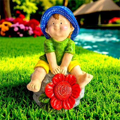 Çiçek Detaylı Sevimli Çocuk Bahçe Dekor Tasarım Obje , Ev Dekor